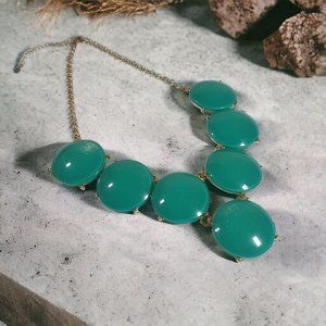 Large Shimmer Circle Necklace Women Large Bead Costume Teal Adjustable 19"- 21"